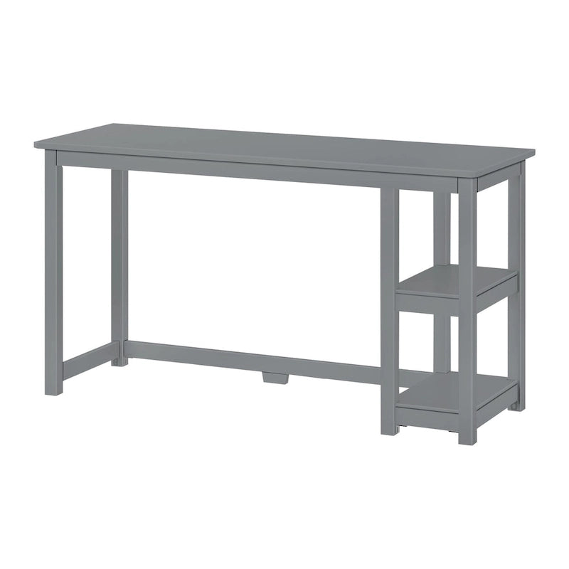 Escritorio de madera natural / blanco / gris / arcilla con 2 estantes, individual, 120-140 cm