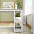 Escritorio de madera natural / blanco / gris / arcilla con 2 estantes, individual, 120-140 cm