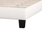 Cama King Beige con Plataforma, Cabecero Curvo Color Montura, con Mechones en Forma de Diamante, Capacidad para 2 Personas