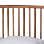 Cama Moderna con Plataforma Color Nogal Marrón y Cabecero de Listones – Para 1 Persona (Matrimonial/Queen/King)