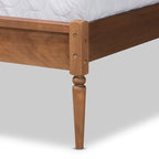 Cama Moderna con Plataforma Color Nogal Marrón y Cabecero de Listones – Para 1 Persona (Matrimonial/Queen/King)