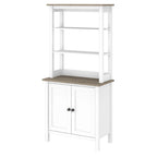 Estantería de 5 estantes con armario de 2 puertas – Gris/Blanco Shiplap o Negro Vintage/Pino, estilo rústico, 1 persona