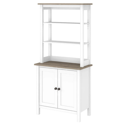 Estantería de 5 estantes con armario de 2 puertas – Gris/Blanco Shiplap o Negro Vintage/Pino, estilo rústico, 1 persona