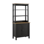 Estantería de 5 estantes con armario de 2 puertas – Gris/Blanco Shiplap o Negro Vintage/Pino, estilo rústico, 1 persona