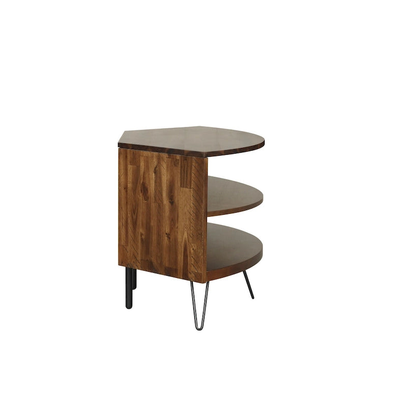 Mueble esquinero rústico marrón para TV con estantes abiertos – 43" (para televisores de hasta 41")