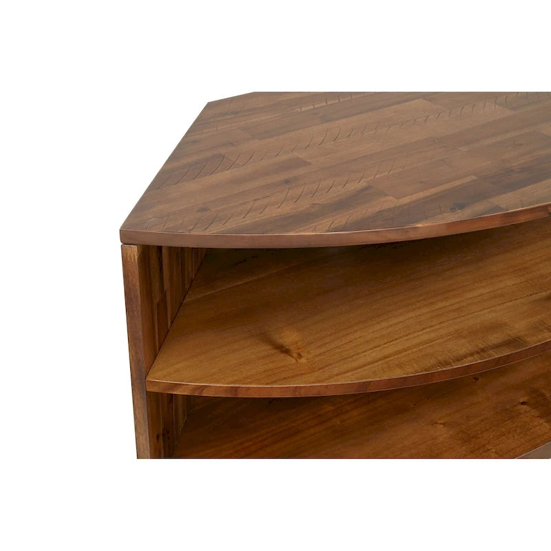 Mueble esquinero rústico marrón para TV con estantes abiertos – 43" (para televisores de hasta 41")