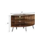 Mueble esquinero rústico marrón para TV con estantes abiertos – 43" (para televisores de hasta 41")