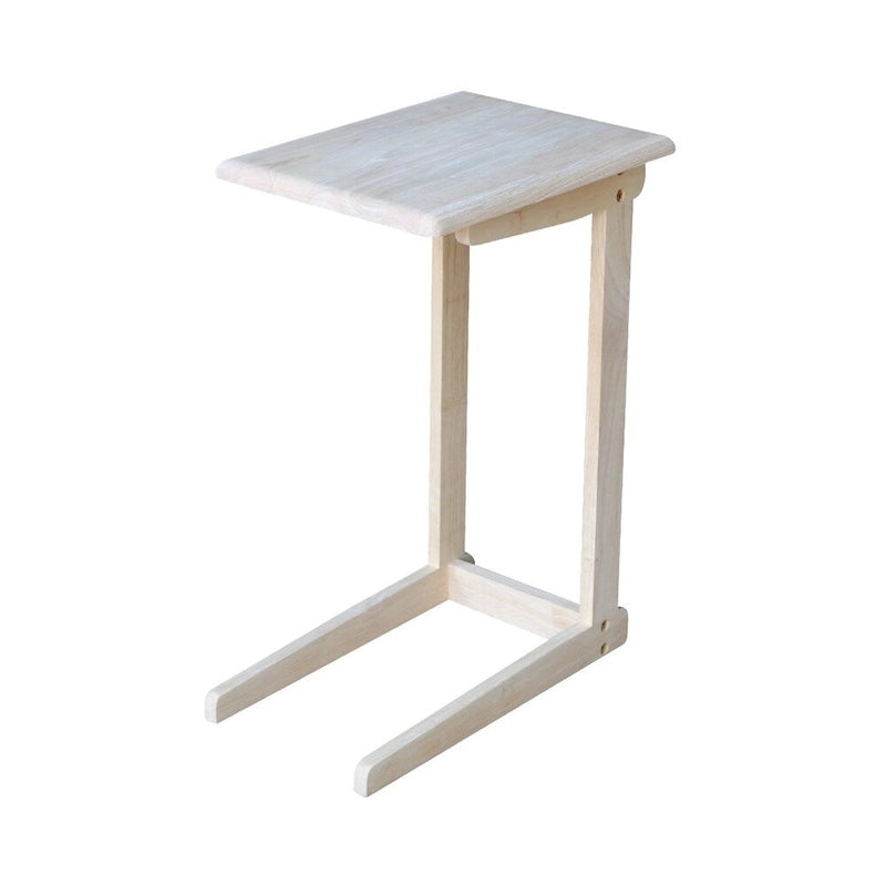 Mesa auxiliar de sofá de madera sin acabar, individual