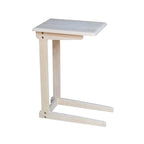Mesa auxiliar de sofá de madera sin acabar, individual