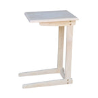Mesa auxiliar de sofá de madera sin acabar, individual