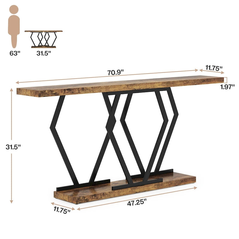 Mesa consola rectangular de mármol sintético blanco y dorado, montaje para 1 persona