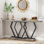 Mesa consola rectangular de mármol sintético blanco y dorado, montaje para 1 persona