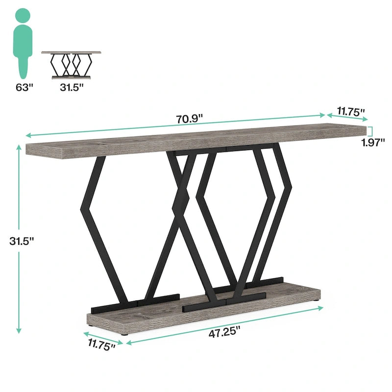 Mesa consola rectangular de mármol sintético blanco y dorado, montaje para 1 persona