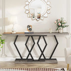 Mesa consola rectangular de mármol sintético blanco y dorado, montaje para 1 persona