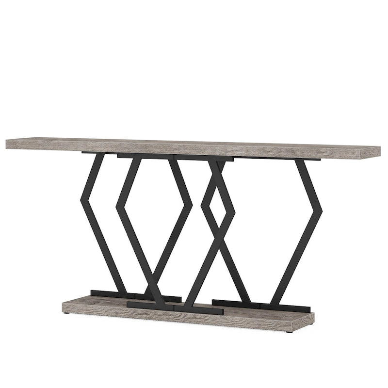 Mesa consola rectangular de mármol sintético blanco y dorado, montaje para 1 persona