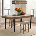 Mesa de Comedor Rectangular de 6 Plazas con Acabado en Roble y Patas de Metal Negro