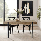Mesa de Comedor Rectangular de 6 Plazas con Acabado en Roble y Patas de Metal Negro