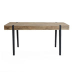 Mesa de Comedor Rectangular de 6 Plazas con Acabado en Roble y Patas de Metal Negro