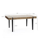 Mesa de Comedor Rectangular de 6 Plazas con Acabado en Roble y Patas de Metal Negro