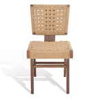 Silla de comedor sin brazos de tejido natural, opciones en negro/natural y nogal, juego de 2