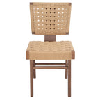 Silla de comedor sin brazos de tejido natural, opciones en negro/natural y nogal, juego de 2