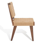 Silla de comedor sin brazos de tejido natural, opciones en negro/natural y nogal, juego de 2
