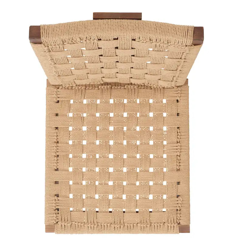 Silla de comedor sin brazos de tejido natural, opciones en negro/natural y nogal, juego de 2
