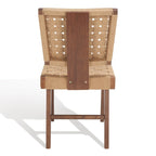 Silla de comedor sin brazos de tejido natural, opciones en negro/natural y nogal, juego de 2