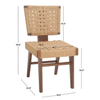 Silla de comedor sin brazos de tejido natural, opciones en negro/natural y nogal, juego de 2