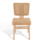 Silla de comedor sin brazos de tejido natural, opciones en negro/natural y nogal, juego de 2