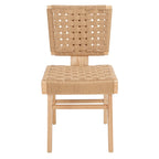 Silla de comedor sin brazos de tejido natural, opciones en negro/natural y nogal, juego de 2