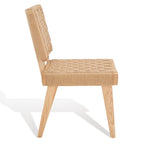 Silla de comedor sin brazos de tejido natural, opciones en negro/natural y nogal, juego de 2