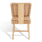 Silla de comedor sin brazos de tejido natural, opciones en negro/natural y nogal, juego de 2
