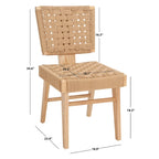 Silla de comedor sin brazos de tejido natural, opciones en negro/natural y nogal, juego de 2