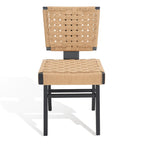 Silla de comedor sin brazos de tejido natural, opciones en negro/natural y nogal, juego de 2