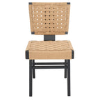Silla de comedor sin brazos de tejido natural, opciones en negro/natural y nogal, juego de 2