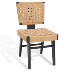 Silla de comedor sin brazos de tejido natural, opciones en negro/natural y nogal, juego de 2