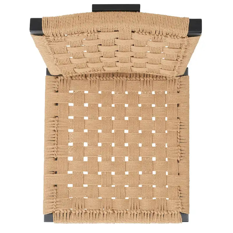 Silla de comedor sin brazos de tejido natural, opciones en negro/natural y nogal, juego de 2