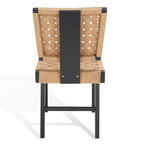 Silla de comedor sin brazos de tejido natural, opciones en negro/natural y nogal, juego de 2