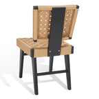 Silla de comedor sin brazos de tejido natural, opciones en negro/natural y nogal, juego de 2