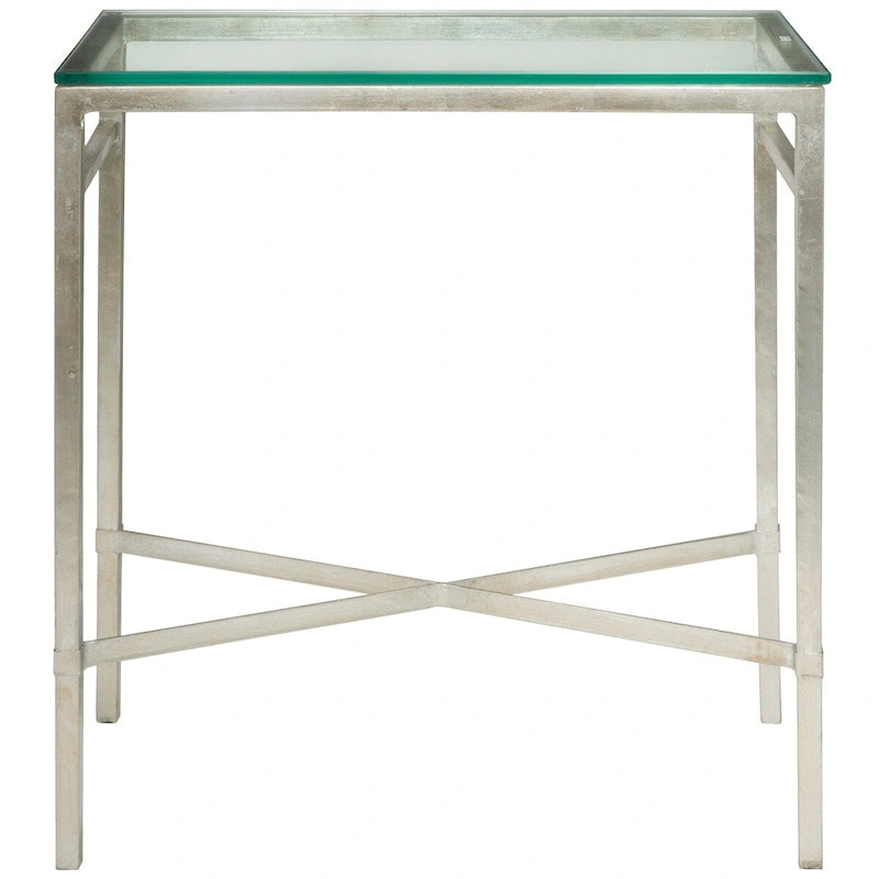 Mesa auxiliar con superficie de cristal, plateado/blanco/negro/dorado – Asiento individual, 22" An. x 13" Pr. x 25" Al.
