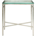 Mesa auxiliar con superficie de cristal, plateado/blanco/negro/dorado – Asiento individual, 22" An. x 13" Pr. x 25" Al.