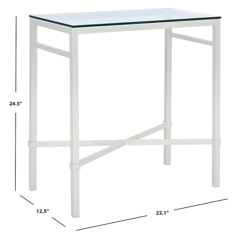 Mesa auxiliar con superficie de cristal, plateado/blanco/negro/dorado – Asiento individual, 22" An. x 13" Pr. x 25" Al.