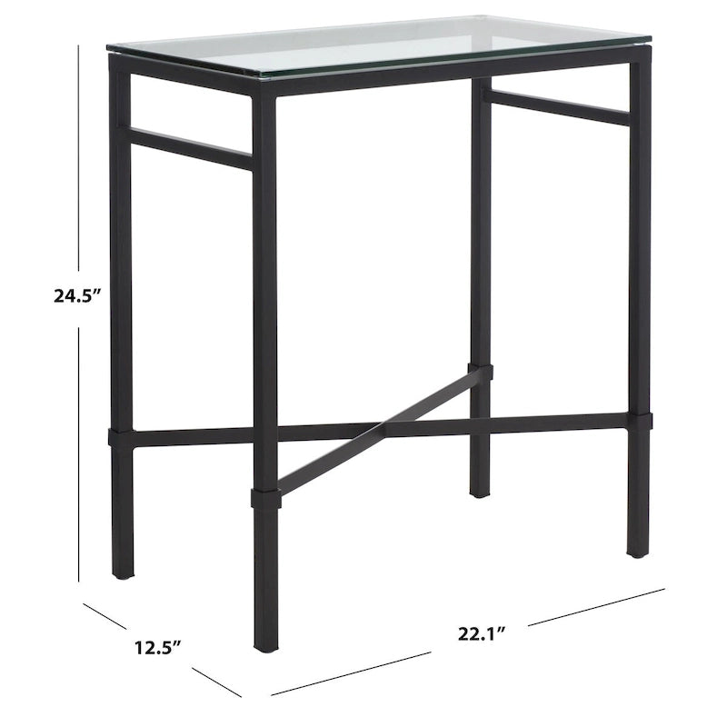 Mesa auxiliar con superficie de cristal, plateado/blanco/negro/dorado – Asiento individual, 22" An. x 13" Pr. x 25" Al.
