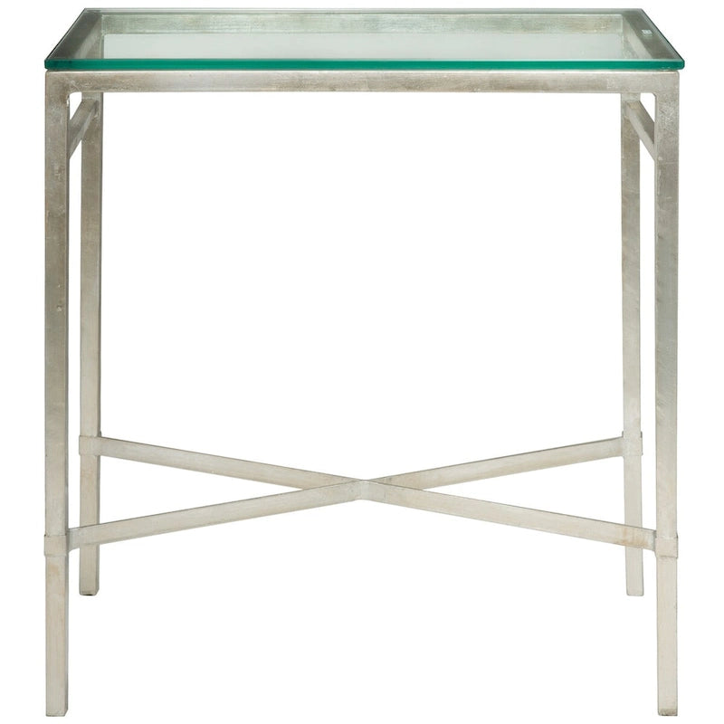 Mesa auxiliar con superficie de cristal, plateado/blanco/negro/dorado – Asiento individual, 22" An. x 13" Pr. x 25" Al.