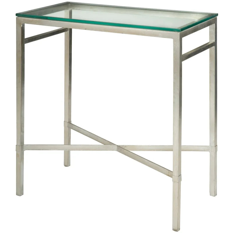 Mesa auxiliar con superficie de cristal, plateado/blanco/negro/dorado – Asiento individual, 22" An. x 13" Pr. x 25" Al.