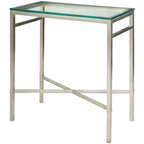 Mesa auxiliar con superficie de cristal, plateado/blanco/negro/dorado – Asiento individual, 22" An. x 13" Pr. x 25" Al.