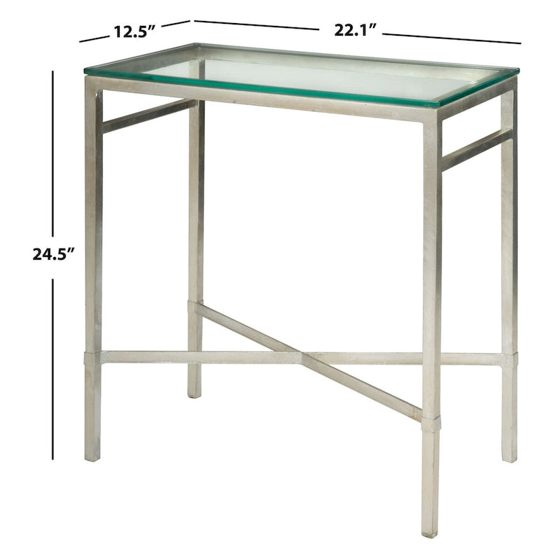 Mesa auxiliar con superficie de cristal, plateado/blanco/negro/dorado – Asiento individual, 22" An. x 13" Pr. x 25" Al.