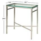 Mesa auxiliar con superficie de cristal, plateado/blanco/negro/dorado – Asiento individual, 22" An. x 13" Pr. x 25" Al.