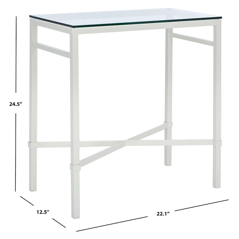 Mesa auxiliar con superficie de cristal, plateado/blanco/negro/dorado – Asiento individual, 22" An. x 13" Pr. x 25" Al.